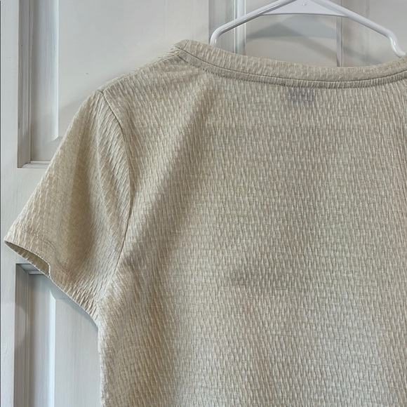 Anthropologie Postage Stamp Creme Textured Top w/ Gold Glitter Thread - Sz Small - Picture 9 of 14